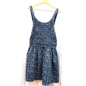Free People Petunia Mini Dress,‎ Blue & White Flower Print- Size Medium